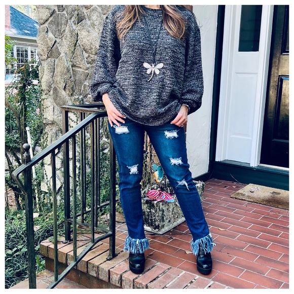 05 Black oversized Fabulous Peppered Boxy sweater - Picture 4 of 7